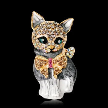 Email Pisica Drăguț pentru Femei Broșe Bijuterii de Moda cu Stras Elegante Kitty Broșă Pin Animal Pin de Înaltă Calitate Nou Cadou