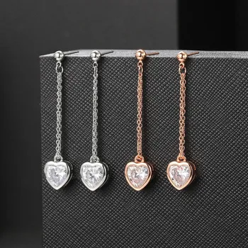 Romantic Inima Set de Bijuterii pentru Femei de Mireasa Elegant Colier de Cristal Legăna Cercei Piercing Accesorii de Moda Dragoste Cadou S567
