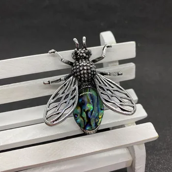 Aliaj Încrustat Malachit Albine Forma Pandantiv Naturale Ametist Insigna Vintage din Metal Insecte în Formă de Broșă Doamnelor Bărbați Accesorii