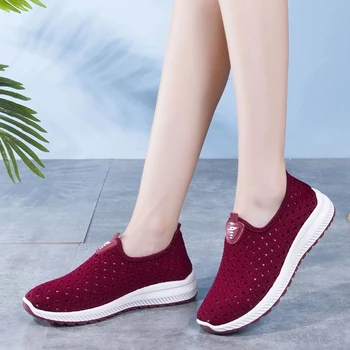 Plasă de Pantofi pentru Femei de Vară Vechi Beijing Pânză Pantofi Femei Pantofi Respirabil Gol a ochiurilor de Plasă Adidasi Casual Femei de vârstă Mijlocie Mama Pantofi