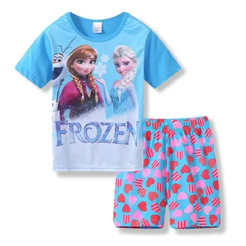 Disney Printesa Elsa Set de Pijama Zăpadă Comoara din Bumbac de Vara Baieti Fete Copilul de Desene animate Congelate Homewear de Moda de Îmbrăcăminte pentru Copii