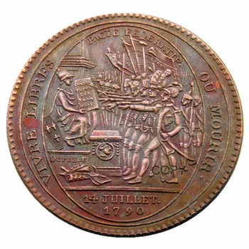 1792 Franța 5 Zile de Cupru Copia monede Despre 38MM