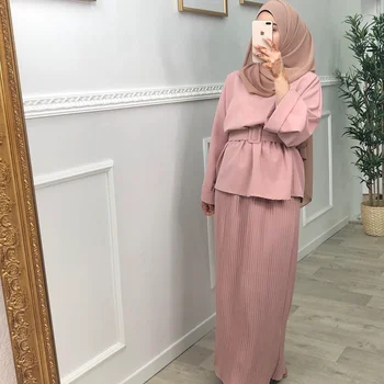 3 Piese Dubai Abaya Turc Hijab Musulman Femei Rochie Caftan Haine Islamice Grote Maten Dames Kleding Ansamblu Femme Musulmane