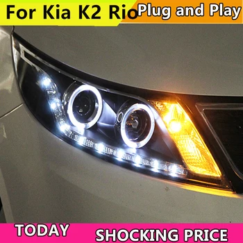 Styling auto Lampă de Cap de Caz Pentru Kia Rio Faruri 2011-LED K2 Faruri Diurne cu Lumina Bi Xenon Obiectiv Xenon fază scurtă