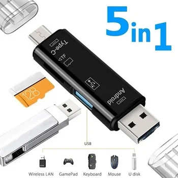 Usb 2.0 USB/Tip C/TF/Micro USB/SD Cititor de Carduri de Memorie OTG Card Reader Adaptor 5 In 1 Multifunctional Accesorii de Telefon Mobil