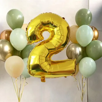 20buc Avocado Verde Metal de Aur Balon Latex 40inch Numărul de Aur Baloane Folie Baby shower Petrecere de Aniversare pentru Copii Decoratiuni Globos