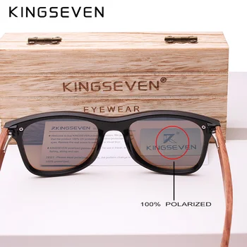 KINGSEVEN Brand de Epocă din Lemn Bărbați ochelari de Soare Polarizat UV400 Obiectiv Plat fără ramă Cadru Pătrat Femei Ochelari de Soare Oculos Gafas