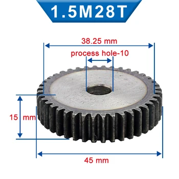 1 Bucata 1,5 M Spur Gear 28/29/30/31 Dinți de 10 mm Procesului Gaura Gear Roată de Oțel Carbon Scăzut Material Plat Viteze Totală Înălțime 15 mm