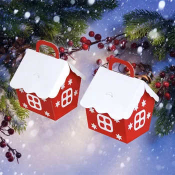 50pcs Red House Cutie de Bomboane Saci Moș Crăciun Cadou Caseta DIY Cookie Sac de Ambalare Crăciun Fericit Decor Petrecere de Anul Nou Copii Cadou