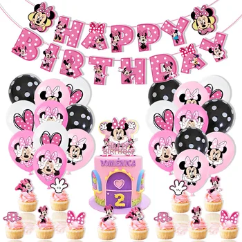 Minnie Mouse Tema Decor Petrecere Pachet Trage Pavilionul Balon Tort Rând Consumabile Fata De Copii, Baloane Copii Jucărie