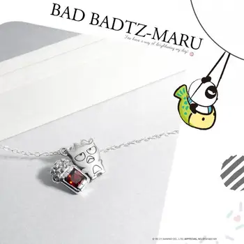 Kawaii Sanrio Colier Bad Badtz-Maru Accesorii Frumusete Drăguț Penguin Rece De Cristal Argint 925 Aniversare Fete Cadou