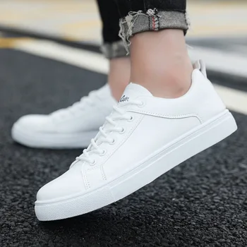 Adidași de culoare albă pentru Om Primavara-Vara Băieți Adidași Dantela-Up Pantofi Casual din Piele de Mari Dimensiuni 45 46 47 48 a se Potrivi Pantofi de Moda