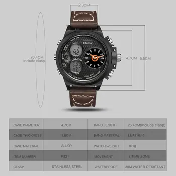 BOAMIGO brand bărbați ceasuri cuarț moda sport maro din piele ceasuri digitale rezistente la apa cadou ceasuri relogio masculino