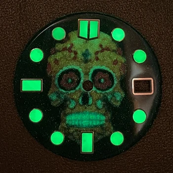 Email 28.5 mm Cadran de Ceas SKX007 Modificat Non-logo Cadran cu Verde Luminos Accesorii Ceas Potrivit pentru NH35 Circulație