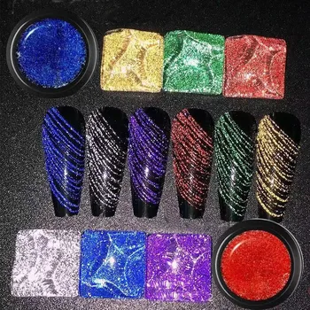 6 Culori Opționale Reflectorizante de Design Nail Art Glitter Gel de Unghii de Sârmă de Desen de Flori Linie de Gel de Păianjen Lac Gel Manichiura DIY