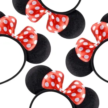 12pcs Minnie Mouse Urechi Solid Black Pink Bow Headband Set Costum Deluxe Tesatura Urechi Mickey Mouse Susținere pentru Partidul Favoarea Cadouri