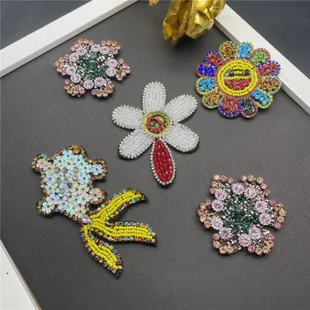 Mână 3D Unghii Șirag de mărgele de Foraj Flori, Culoare de Floarea-soarelui, Flori, Margele Aplicatiile Peștișorul de Sticlă Flash Diamant Pânză Inserați codul