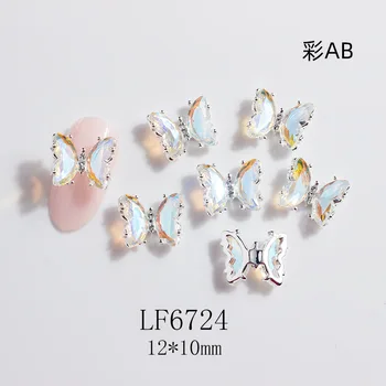 5PCS Fluture Elegant Nail Art Farmece pentru Unghii Aliaj de Aur cu Pietre de Cristal Sfaturi de Unghii Decoratiuni Unghii Părți coreeană