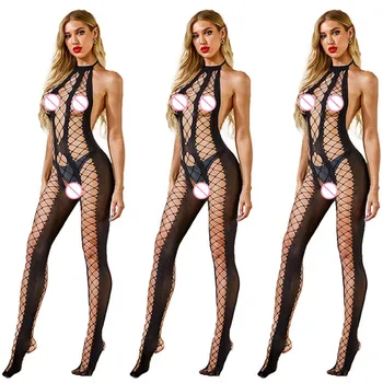Lenjerie Sexy Erotic Fishnet Costume Halter Plus Dimensiunea Femei Transparent Deschis Picioare Sexy Costume De Corp Ciorapi