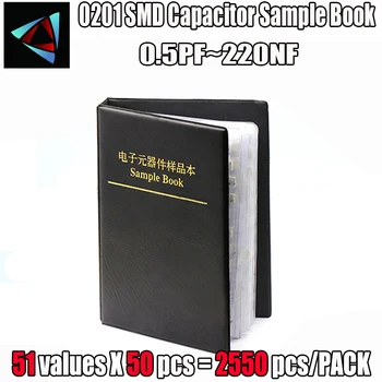 0201 Condensator SMD Eșantion de Carte 51valuesX50pcs=2550pcs 0.5 PF~220NF Sortiment Kit Pack