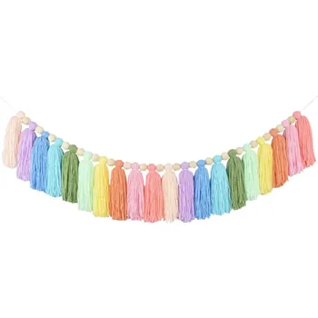 Pastel Rainbow Ciucure Ghirlanda Colorate Dormitor Petrecere Ornament Boem Ciucure Șir Ghirlanda Banner Acasă Decorare Perete