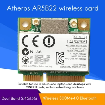 AR5B22 placa de Retea Wireless 2.4 Ghz/5Ghz 300Mbps, Dual-Band BT 4.0 Mini Interfață PCI-E placa de Retea Pentru Laptop Desktop