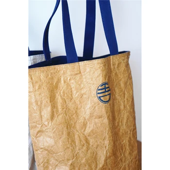 Eco DuPont Hârtie Tote Bag Singur Shoulderbag Lavabila Kraft Hârtie față-verso Panza Geantă de Cumpărături TYVEK Impermeabil reticul