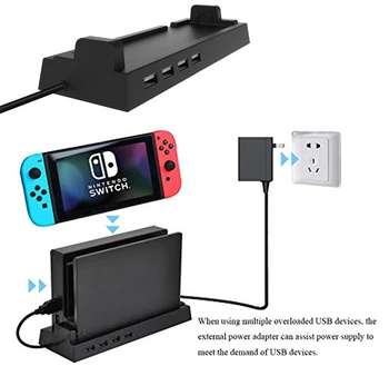 5V / 2A, USB 2.0 Hub de Transmisie de Bază Dock 4 Port USB Splitter Extern de Expansiune Adaptor Suport pentru Nintendo Comutator Consolă de jocuri