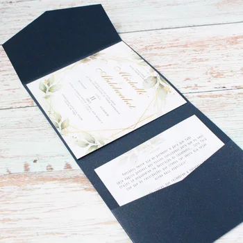 Pocketfold Invitatii de Nunta Copil de Dus DIY Felicitari Personalizate Imprimarea de Text Shimmer Pearl Hârtie 250G mai Multe Culori