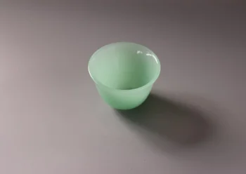 Chineză Naturale de jad Manual Sculptat Pur Mică Lumină verde Castron Cupa