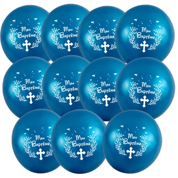 50 De Bucăți De 10 Inch, Albastru, Roz Franceză Mon Baptême Balon Pentru Franța Copii Petrecerea De Botez Decor Baloane