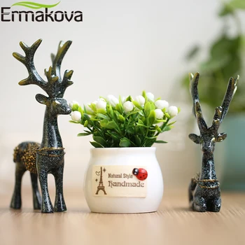 ERMAKOVA 2-Bucăți de Rășină Cerb Figurina Statuie în Miniatură Cerb Drăguț Sculptura Desktop Acasă tabloul de Bord Masina Decor Ambarcațiuni Cadou
