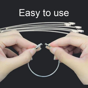 10 Pc-uri Simple din Oțel Inoxidabil Cheie Inel Pentru Barbati Femei cablu de Blocare Gadget 100/150/200MM Breloc Cheie Accesorii