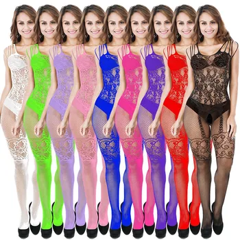 9 Culori Fishnet Bodystocking Femei Lenjerie Sexy Erotic Costume Cosplay Sling Deschis Picioare Costume Plasă Transparentă Lenjerie