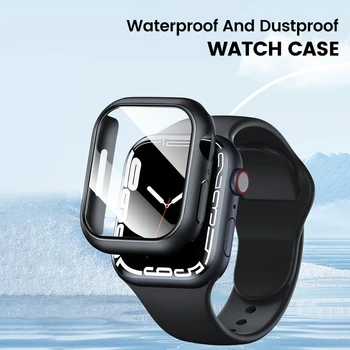 Caz impermeabil Pentru Apple Watch Seria 8 7 45mm 41mm Ecran Protector de Acoperire Pentru iWatch 8 7 Dotari Temperat film + Shell