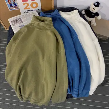 Y2k culoare Solidă Pulover Bărbați Și Femei de Personalitate Hong Kong Stil Pereche de Tricotat Brand de Moda Pur pulover de Lână