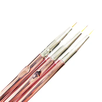 3pcs/set Aur Rose Nail Art Linie de Pensule Pictura Mâner de Metal Subțire Linie Desen Stilou DIY UV Gel Sfaturi de Design Manichiura Seturi de scule