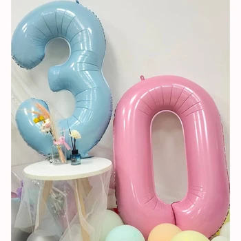 40inch Pastel Baby Blue Folie de culoare Roz Număr Balon cu 1 2 3 4 5 6 7 8 9 Petrecere Copil de Dus Decoratiuni de Nunta de Copii Globos