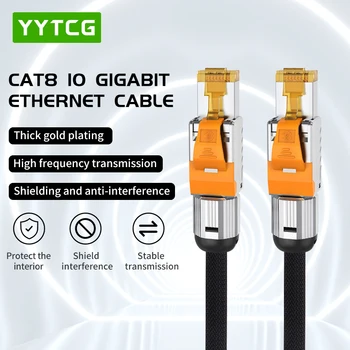 YYTCG Cat8 Cablu Ethernet 40Gbps de Mare Viteză SSTP UTP Cablu de Rețea Ethernet pentru Tv, Laptop-Uri PS Ps4 Router Cablu RJ45