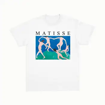 Desene animate Harajuku Top Femei T-shirt Casual francez Matisse Imprimare Doamnelor de Bază O-guler Scurt, cu Mâneci lungi Haine de sex Feminin Fata,Picătură Navă