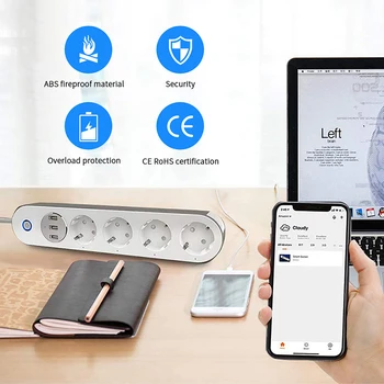Corui Wifi prelungitor Smart Life 4 UE Desfacere Plug Cu 3 USB de Încărcare de la Distanță Calendarul Control Vocal Lucra Cu Alexa de Start Google