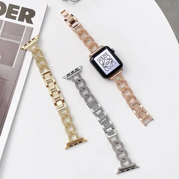 Pentru Apple Watch Curea de lanțul Banda din Oțel Inoxidabil Seria 7 6 SE 5 4 3 40/44mm Curea Bratara pentru Iwatch se 6 38/42mm
